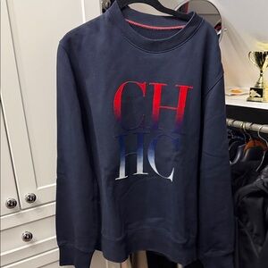 Carolina Herrera Navy Sweatshirt with Red and Blue Logo